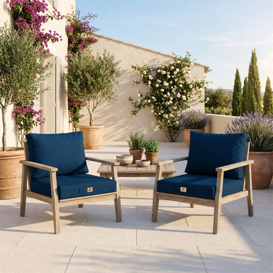 Garden Lounge Cushion Set 50x50 Petrol Blue - Removable Cover & UV-Resistant (Seat + Backrest)