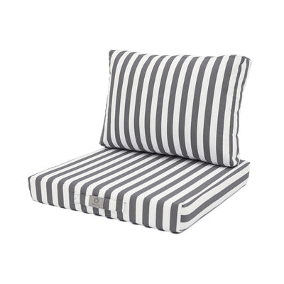Ensemble de coussins de salon jardin rayé gris foncé, 60x60 cm, pour fauteuils et canapés, en tissu 270g, design élégant.