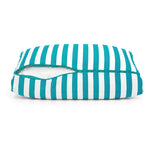 Ensemble Coussins Salon Jardin 50x50 Rayure Turquoise - Premium 270g (Assise + Dossier)