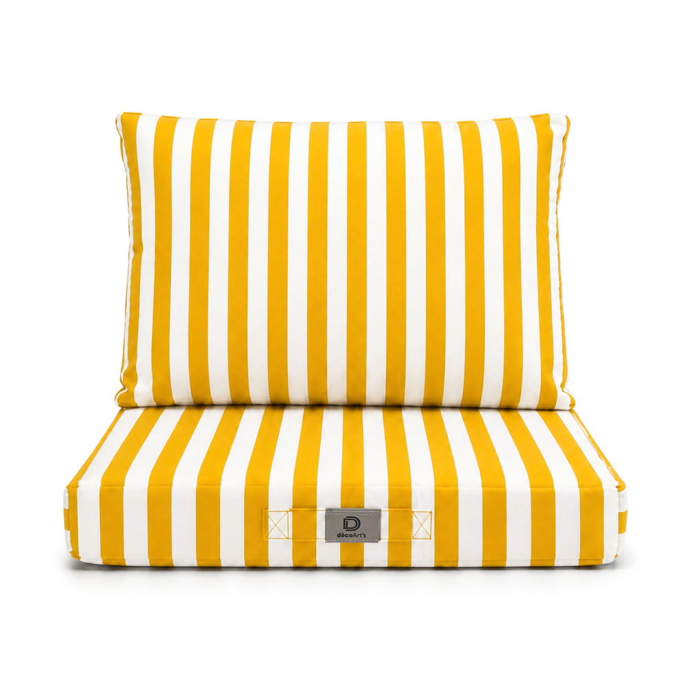 Tuinstoelkussenset 40x40 Streep Geel, UV-bestendige, waterafstotende stof