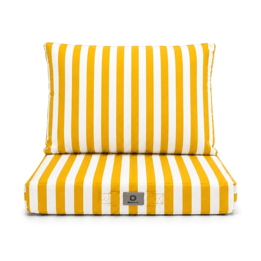 Garden Lounge Cushion Set 60x60 Yellow Stripe, UV-resistant, water-repellent fabric