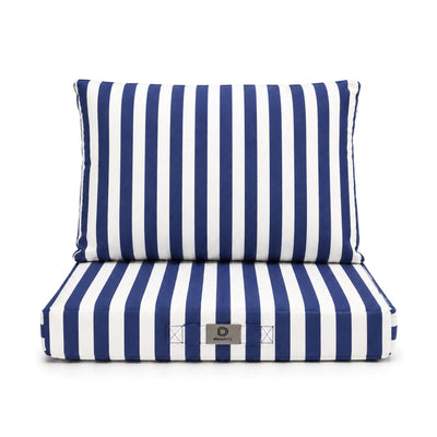 Ensemble Coussins Salon Jardin 50x50 Rayure Bleu Marine - Premium 270g (Assise + Dossier)