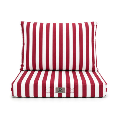 Ensemble Coussins Salon Jardin 50x50 Rayure Rouge - Premium 270g (Assise + Dossier)