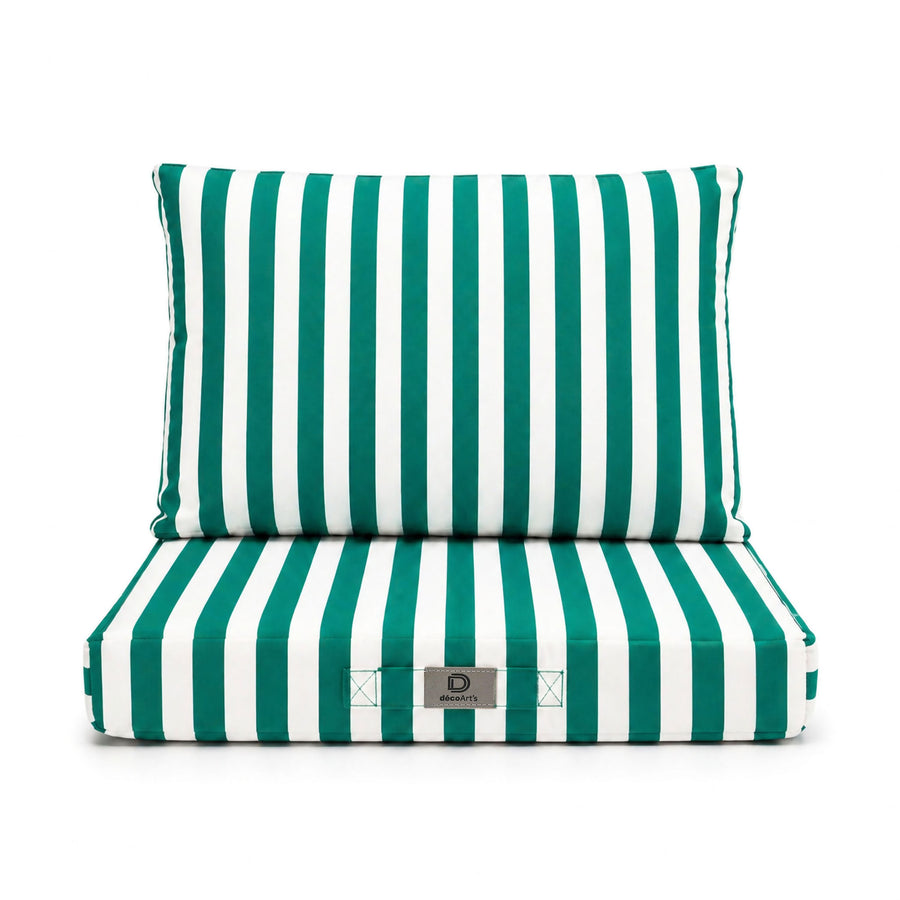 Ensemble Coussins Chaise Jardin 40x40 Rayure Verte, tissu anti-UV et déperlant