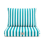 Ensemble Coussins Salon Jardin 60x60 Rayure Turquoise - Premium 270g (Assise + Dossier)
