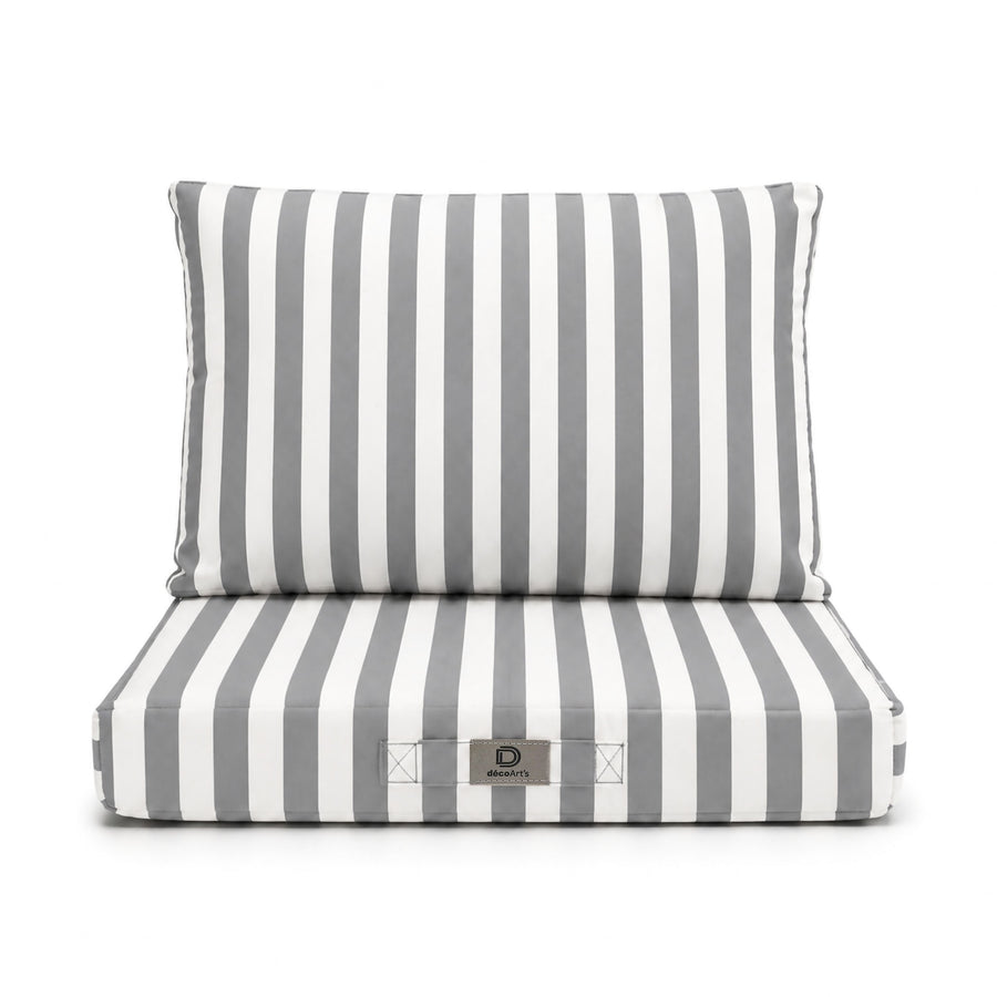 Garden Lounge Cushion Set 50x50 Light Grey Stripe, UV-resistant, water-repellent fabric