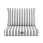 Ensemble Coussins Salon Jardin 50x60 Rayure Gris Clair - Premium 270g (Assise + Dossier)