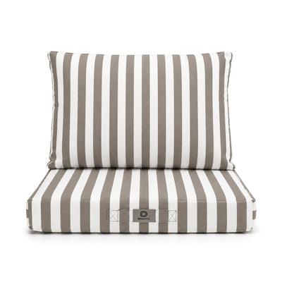 Ensemble Coussins Salon Jardin 60x60 Rayure Beige - Premium 270g (Assise + Dossier)