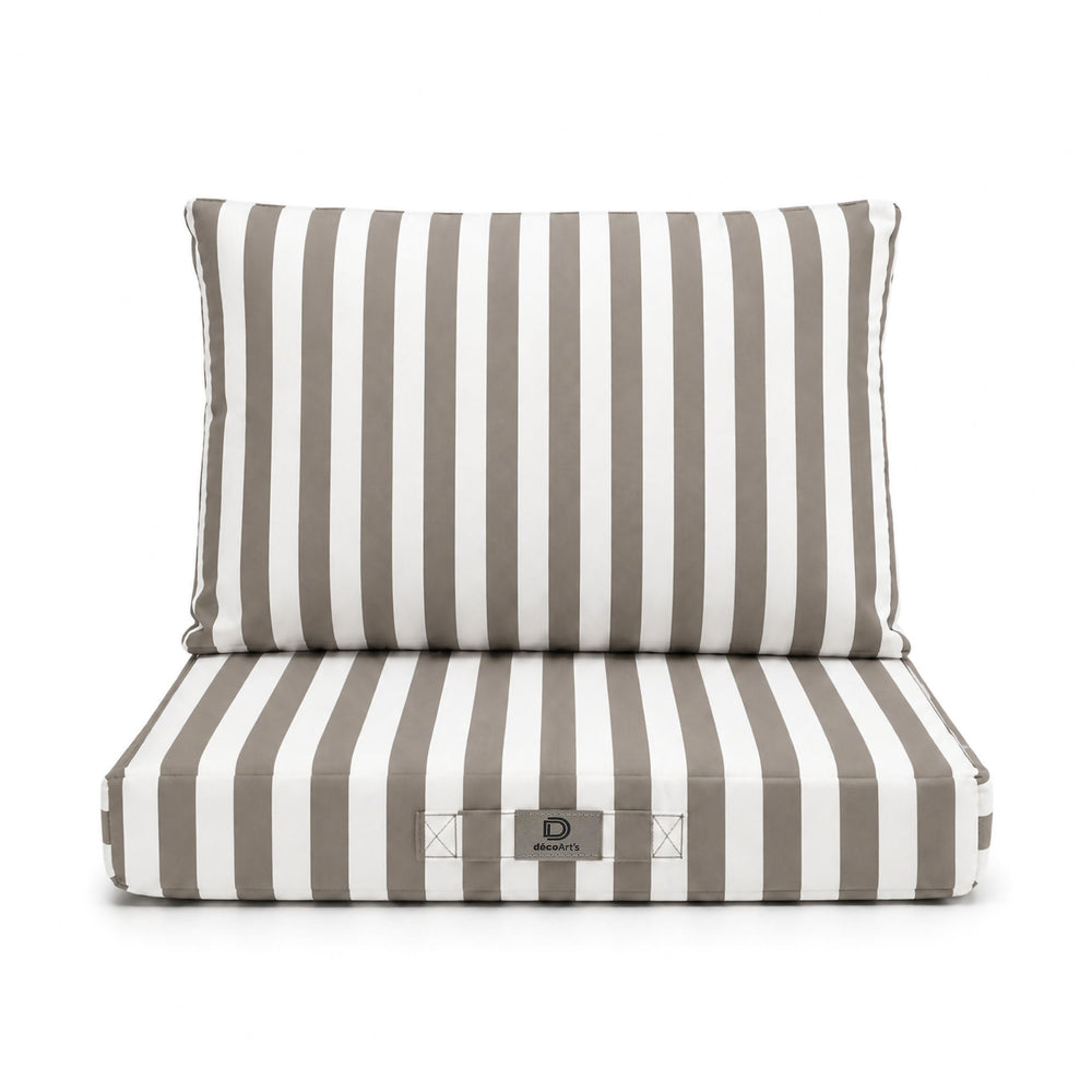 Tuinlounge kussenset 50x50 Beige strepen, UV-bestendige, waterafstotende stof