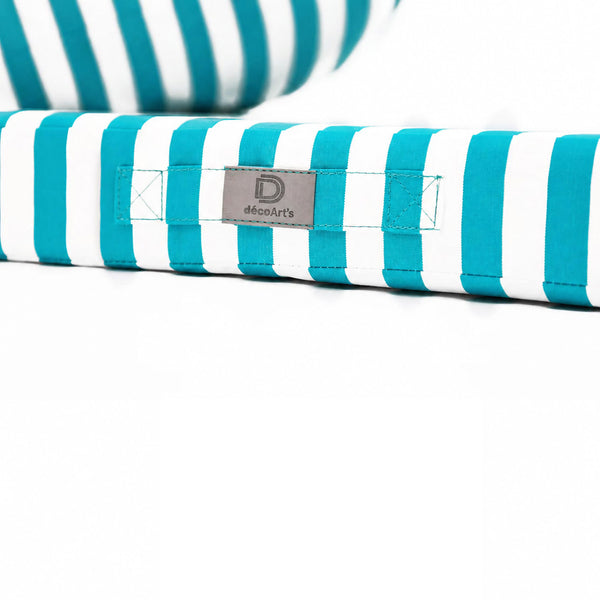 Ensemble Coussins Salon Jardin 60x70 Rayure Turquoise - Premium 270g (Assise + Dossier)