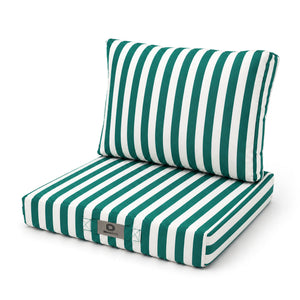 Ensemble Coussins Salon Jardin 60x70 Rayure Vert - Premium 270g (Assise + Dossier)