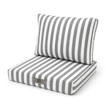 Ensemble Coussins Salon Jardin 50x50 Rayure Gris Clair - Premium 270g (Assise + Dossier)