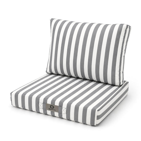 Conjunto Almofadas Jardim 60x70 Riscas Cinzento Claro - Premium 270g (Assento + Encosto)