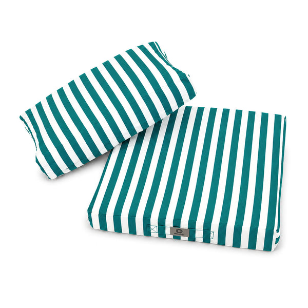 Ensemble Coussins Salon Jardin 60x60 Rayure Vert - Premium 270g (Assise + Dossier)
