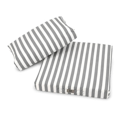 Ensemble Coussins Salon Jardin 60x60 Rayure Gris Clair - Premium 270g (Assise + Dossier)