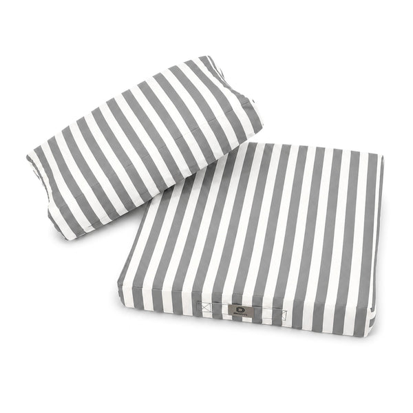 Garden Lounge Cushion Set 60x60 Light Grey Stripe - Premium 270g (Seat + Backrest)