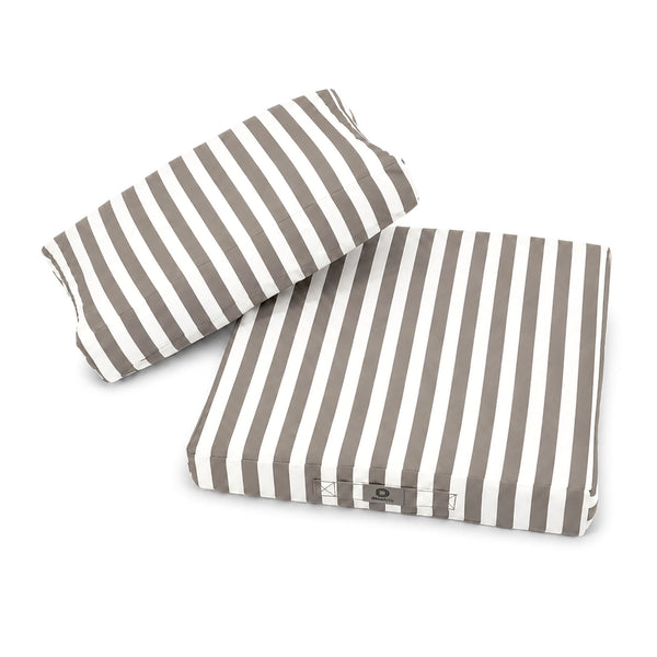 Ensemble Coussins Salon Jardin 60x60 Rayure Beige - Premium 270g (Assise + Dossier)