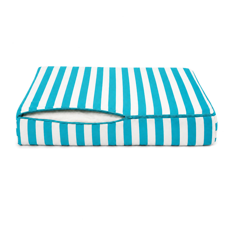 Ensemble Coussins Salon Jardin 50x60 Rayure Turquoise, certifié OEKO-TEX