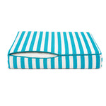 Ensemble Coussins Salon Jardin 60x60 Rayure Turquoise - Premium 270g (Assise + Dossier)