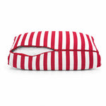 Ensemble Coussins Salon Jardin 50x50 Rayure Rouge - Premium 270g (Assise + Dossier)