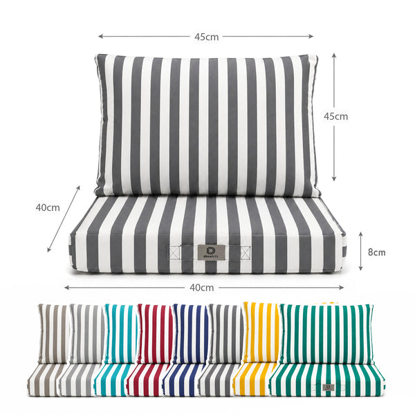 Ensemble Coussins Chaise Jardin 40x40 Rayure Gris Foncé - Premium 270g (Assise + Dossier)