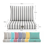 Ensemble Coussins Salon Jardin 50x50 Rayure Gris Clair - Premium 270g (Assise + Dossier)