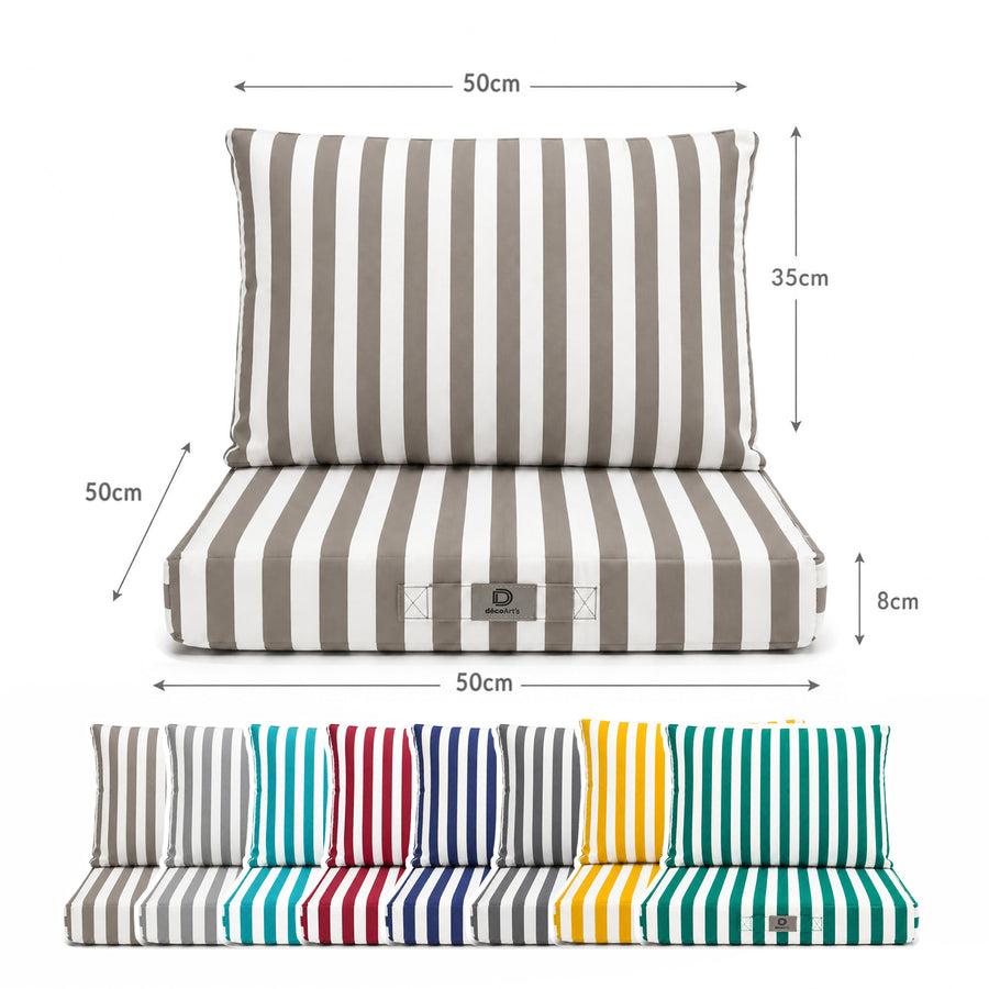 Tuinlounge kussenset 50x50 Beige strepen, polyester stof