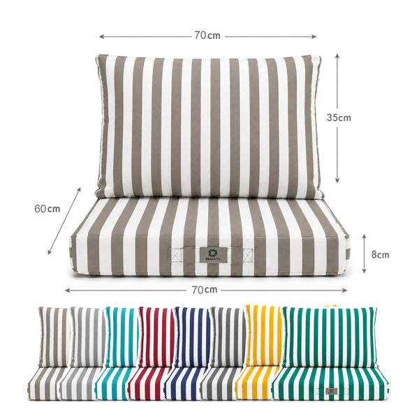 Ensemble Coussins Salon Jardin 60x70 Rayure Beige - Premium 270g (Assise + Dossier)