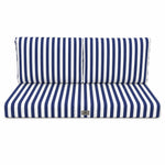 Ensemble Coussins Salon Jardin 120x60 Rayure Bleu Marine - Premium 270g (1 Assise + 2 Dossiers)