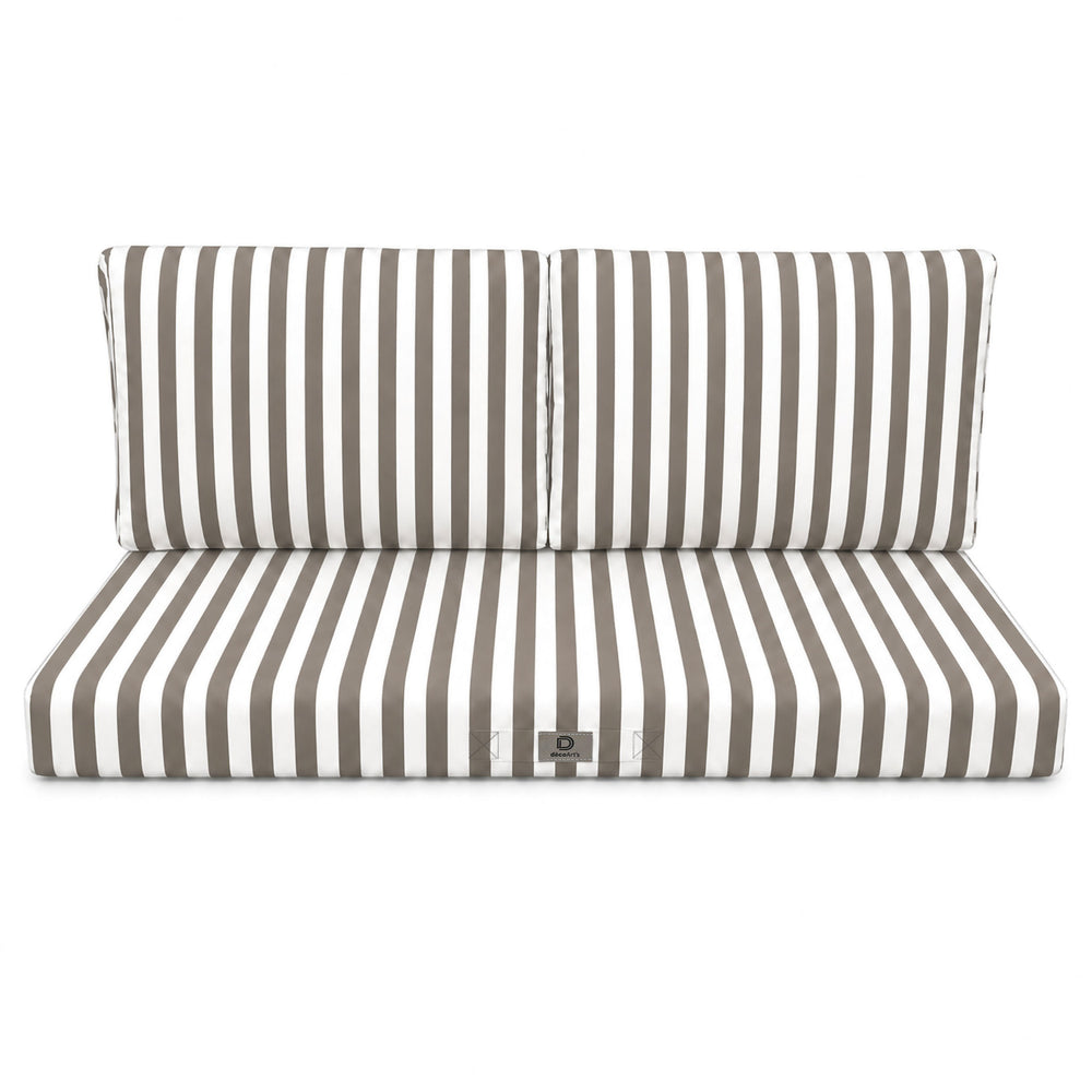 Ensemble Coussins Salon Jardin 120x60 Rayure Beige, tissu anti-UV et déperlant