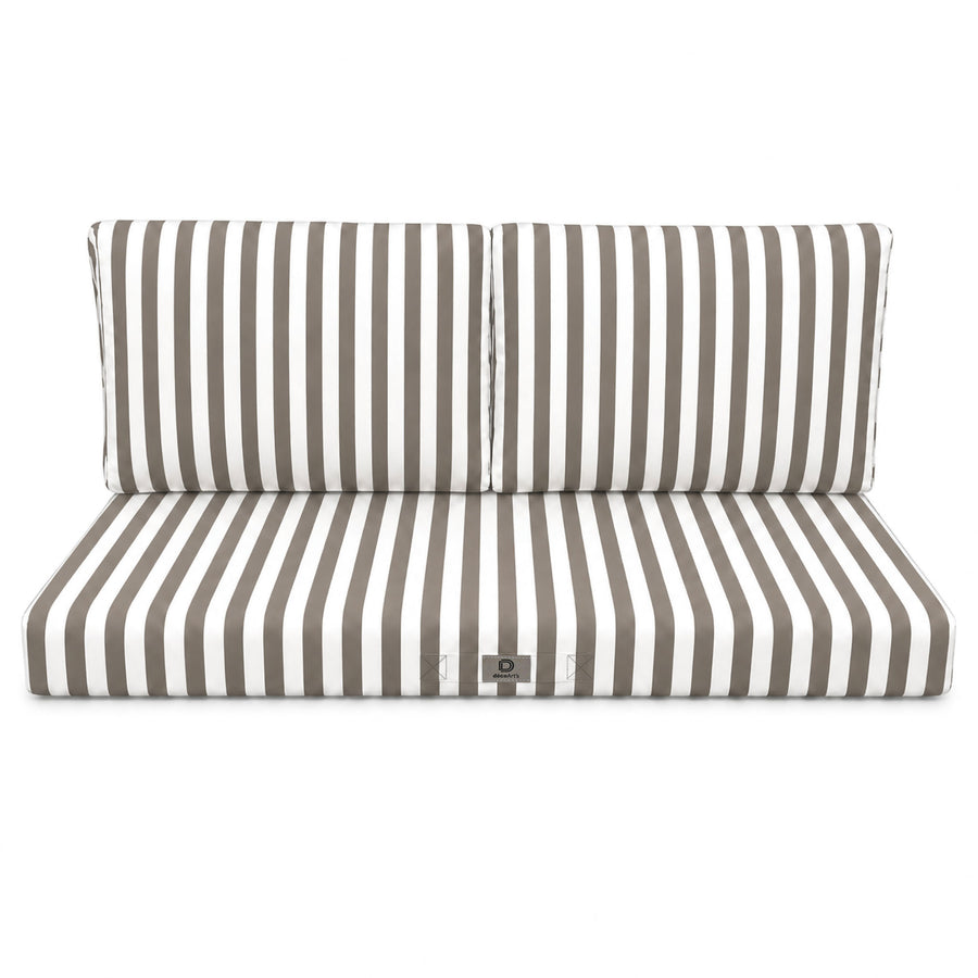 Ensemble Coussins Salon Jardin 120x60 Rayure Beige, tissu anti-UV et déperlant