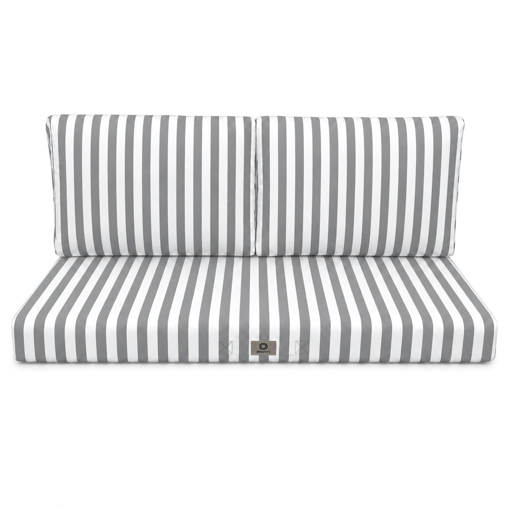 Gartenlounge-Kissen-Set 120x60 Hellgraue Streifen, UV-beständiger und wasserabweisender Stoff