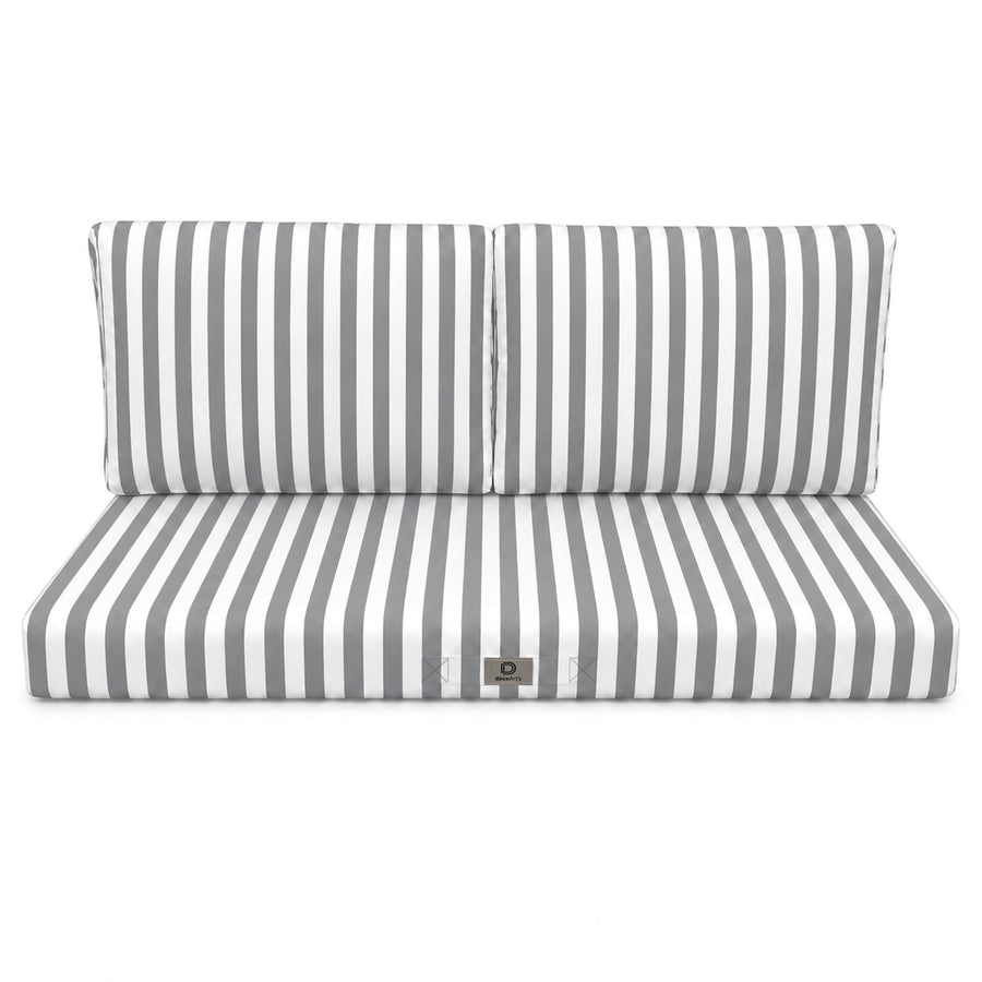 Gartenlounge-Kissen-Set 120x60 Hellgraue Streifen, UV-beständiger und wasserabweisender Stoff