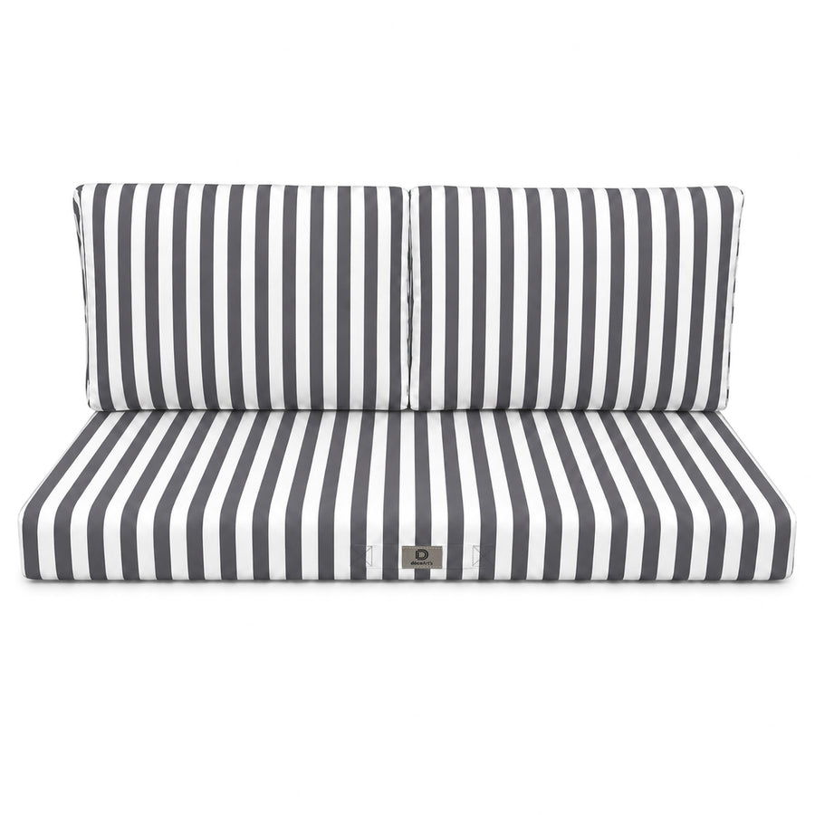 Tuinlounge kussenset 100x50 Donkergrijze strepen, UV-bestendige, waterafstotende stof