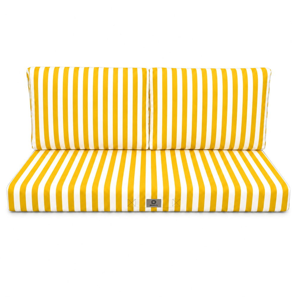 Garden Lounge Cushion Set 120x60 Yellow Stripe, UV-resistant, water-repellent fabric