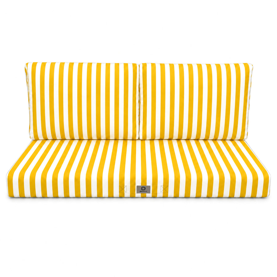 Tuinlounge kussenset 100x50 Gele strepen, UV-bestendige, waterafstotende stof