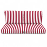 Conjunto de Almofadas para Sala de Jardim 100x50 Risca Vermelha - Premium 270g (1 Assento + 2 Encostos)