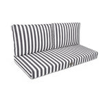 Ensemble Coussins Salon Jardin 120x60 Rayure Gris Foncé - Premium 270g (1 Assise + 2 Dossiers)