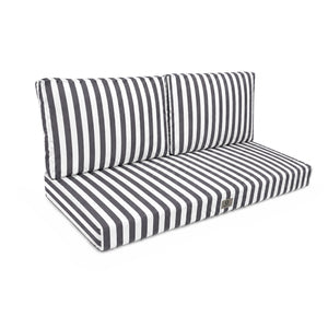 Ensemble Coussins Salon Jardin 120x60 Rayure Gris Foncé - Premium 270g (1 Assise + 2 Dossiers)