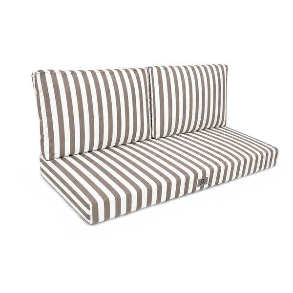 Ensemble Coussins Salon Jardin 100x50 Rayure Beige - Premium 270g (1 Assise + 2 Dossiers)