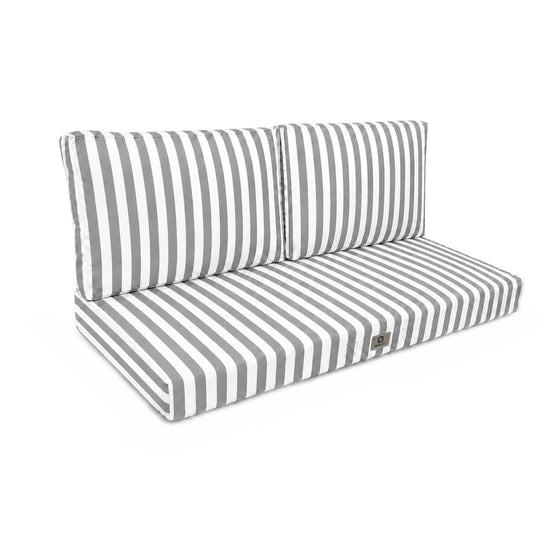 Conjunto de Almofadas para Sala de Jardim 120x60 Risca Cinzento Claro - Premium 270g (1 Assento + 2 Encostos)