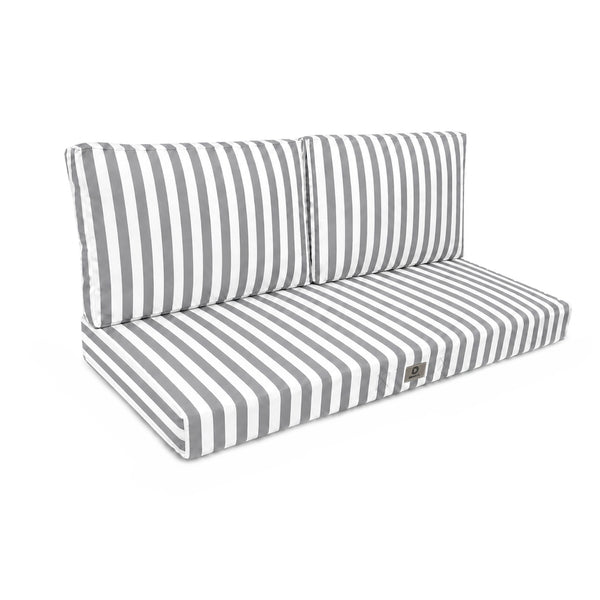 Ensemble Coussins Salon Jardin 120x60 Rayure Gris Clair - Premium 270g (1 Assise + 2 Dossiers)