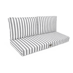 Ensemble Coussins Salon Jardin 100x50 Rayure Gris Clair - Premium 270g (1 Assise + 2 Dossiers)