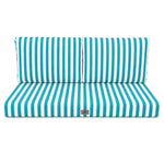 Tuinlounge kussenset 100x50 Turquoise strepen - Premium 270g (1 Zitting + 2 Rugleuningen)
