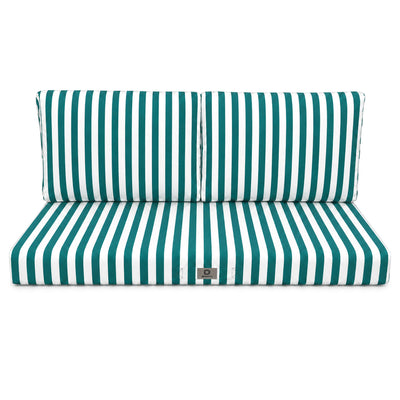 Ensemble Coussins Salon Jardin 120x60 Rayure Vert - Premium 270g (1 Assise + 2 Dossiers)