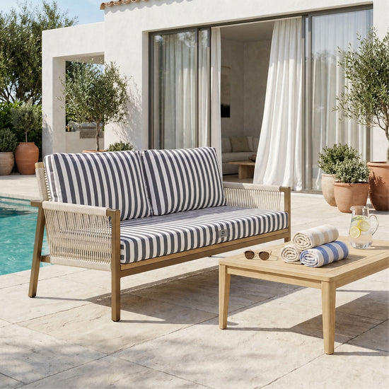 Conjunto de Almofadas para Sala de Jardim 120x60 Risca Cinzento Escuro - Premium 270g (1 Assento + 2 Encostos)