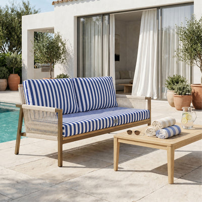 Tuinlounge kussenset 100x50 Marineblauwe strepen - Premium 270g (1 Zitting + 2 Rugleuningen)