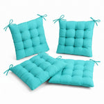 Lot de 4 Galettes de Chaise 40x40 Bleu Caraïbes - Intérieur & Extérieur (Déperlant avec Attaches)