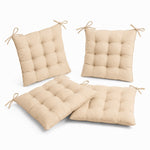 Set of 4 Chair Pads 40x40 Beige - Indoor & Outdoor (Water-Repellent with Ties)