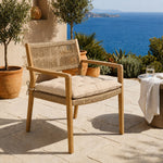 Set of 4 Chair Pads 40x40 Beige - Indoor & Outdoor (Water-Repellent with Ties)